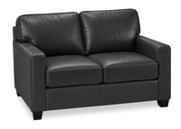 Made in Canada Lennox 57” Genuine Leather Loveseat with Removable Cushions - Black 