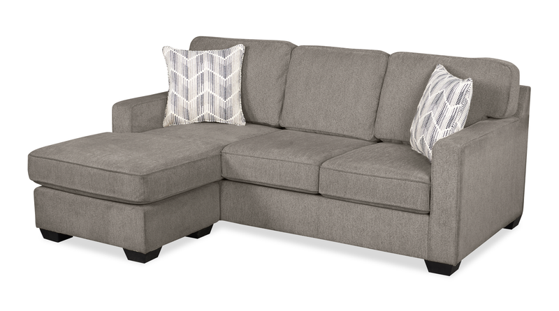 Made in Canada Lennox Chenille Fabric Reversible Sectional with Reversible Cushions - Grey