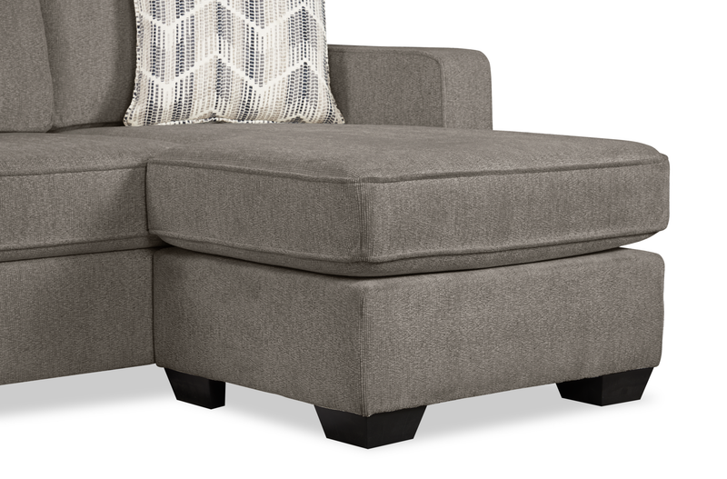 Made in Canada Lennox Chenille Fabric Reversible Sectional with Reversible Cushions - Grey
