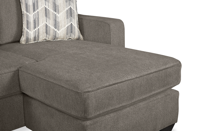 Made in Canada Lennox Chenille Fabric Reversible Sectional with Reversible Cushions - Grey