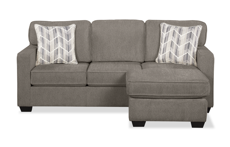 Made in Canada Lennox Chenille Fabric Reversible Sectional with Reversible Cushions - Grey
