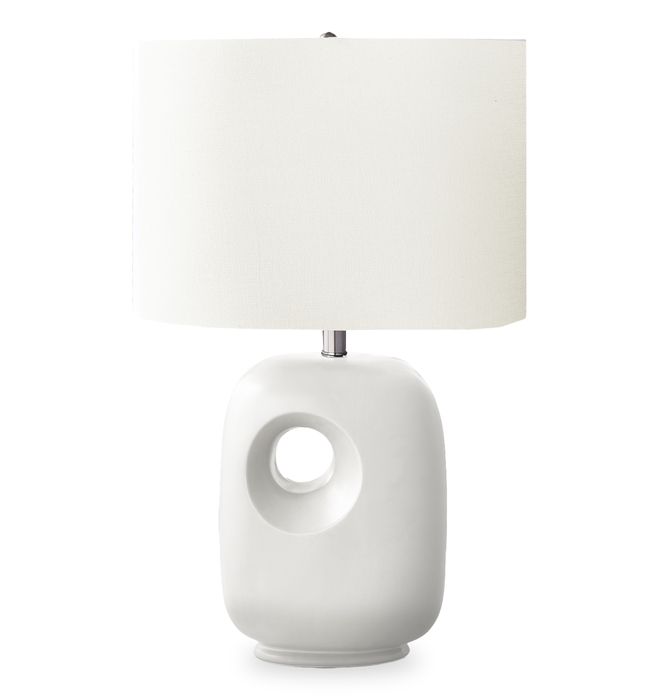 Lilith 16\" Ceramic Table Lamp with Linen Ivory Shade – White
