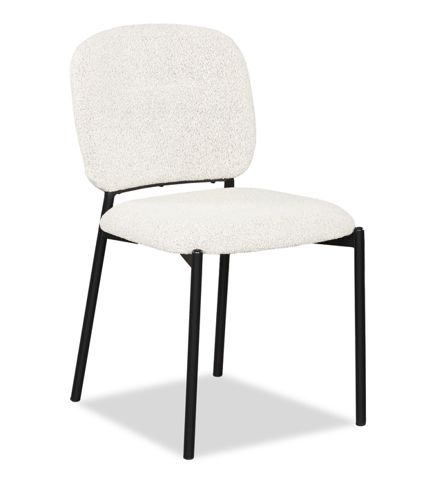 Luka Dining Chair with Boucle Fabric, Metal - Beige 