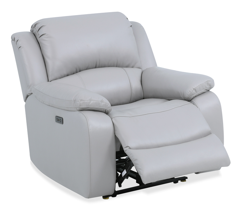 Marcel 39” Genuine Leather Power Reclining Chair with USB Port – Calm Grey
