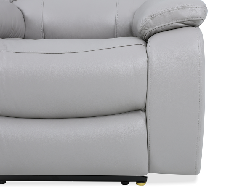 Marcel 39” Genuine Leather Power Reclining Chair with USB Port – Calm Grey