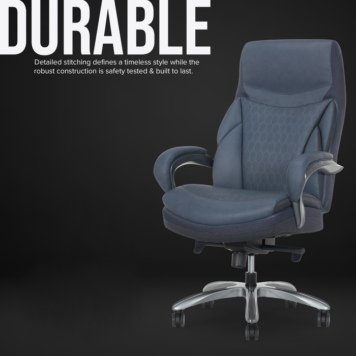 Shaquille O’Neal Home Maximos 29.5” Big & Tall High Back Executive Office Chair with Extended Headrest – Blue
