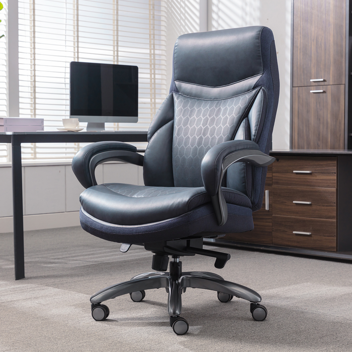 Shaquille O’Neal Home Maximos 29.5” Big & Tall High Back Executive Office Chair with Extended Headrest – Blue