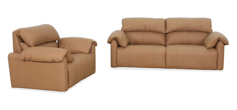 Momento 90\" Genuine Leather Power Reclining Sofa – Caramel