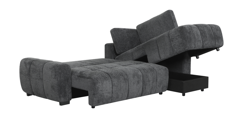 Moonlight _” Fabric Full-Size Sleeper Sofa with Removable Back Cushions –Mineral  