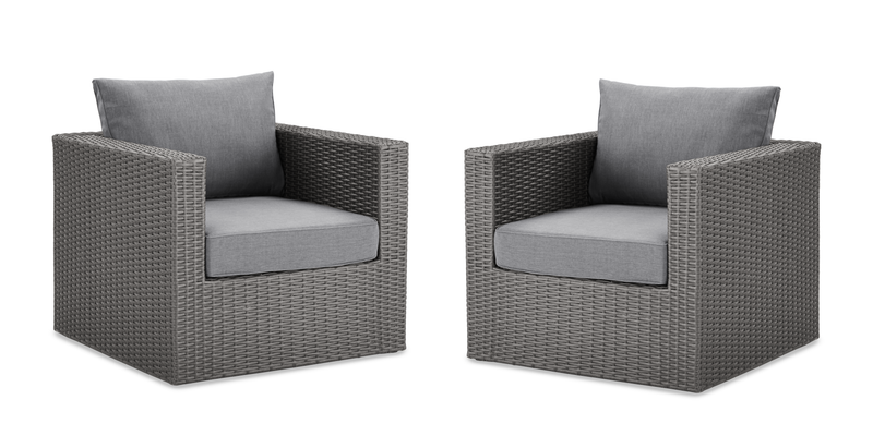 Morris 4-Piece Outdoor Patio Set with 2 Corner Chairs & 2 Chairs - Hand-Woven Resin Wicker - Grey
