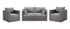Morris 4-Piece Outdoor Patio Set with 2 Corner Chairs & 2 Chairs - Hand-Woven Resin Wicker - Grey