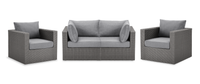 Morris 4-Piece Outdoor Patio Set with 2 Corner Chairs & 2 Chairs - Hand-Woven Resin Wicker - Grey 