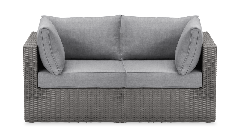 Morris 4-Piece Outdoor Patio Set with 2 Corner Chairs & 2 Chairs - Hand-Woven Resin Wicker - Grey