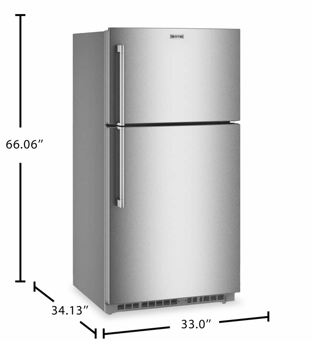Maytag 33\" 21 Cu. Ft. Wide Top Mount Refrigerator with Garage Mode - Stainless Steel - MRTX5121TZ