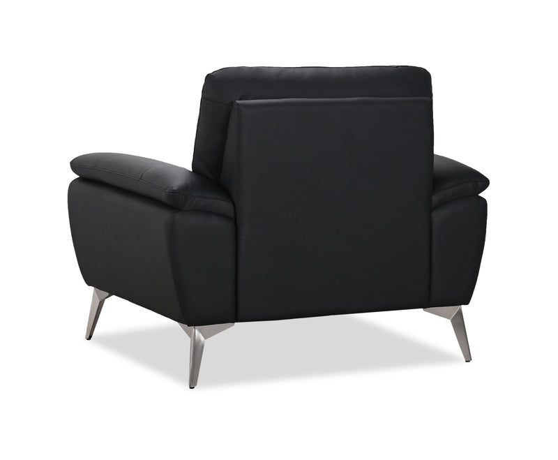 Mystic 41.7” Contemporary Genuine Leather Chair - Black