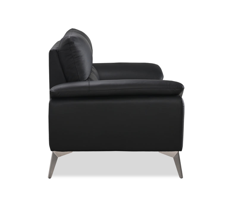 Mystic 65.7” Contemporary Genuine Leather Loveseat – Black