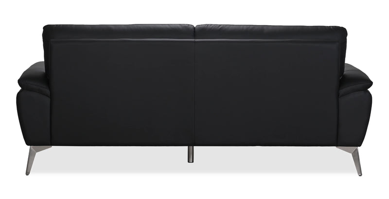 Mystic 85.4” Contemporary Genuine Leather Sofa - Black