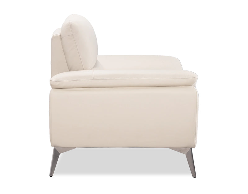 Mystic 41.7” Contemporary Genuine Leather Chair - Frost