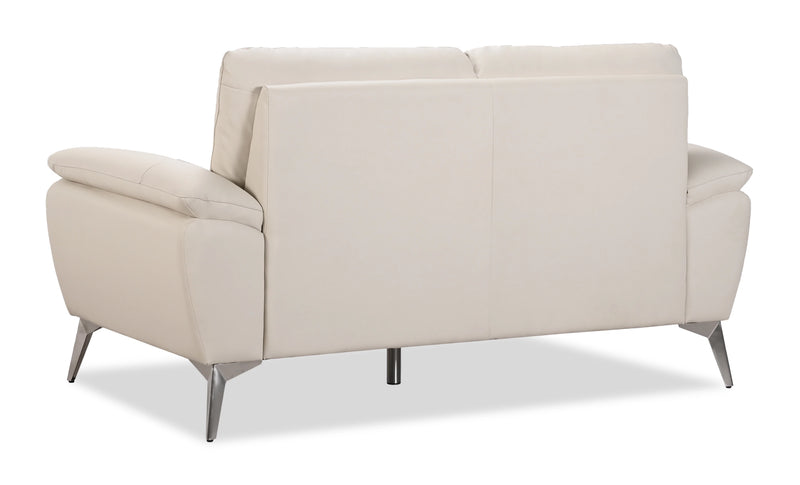 Mystic 65.7” Contemporary Genuine Leather Loveseat - Frost