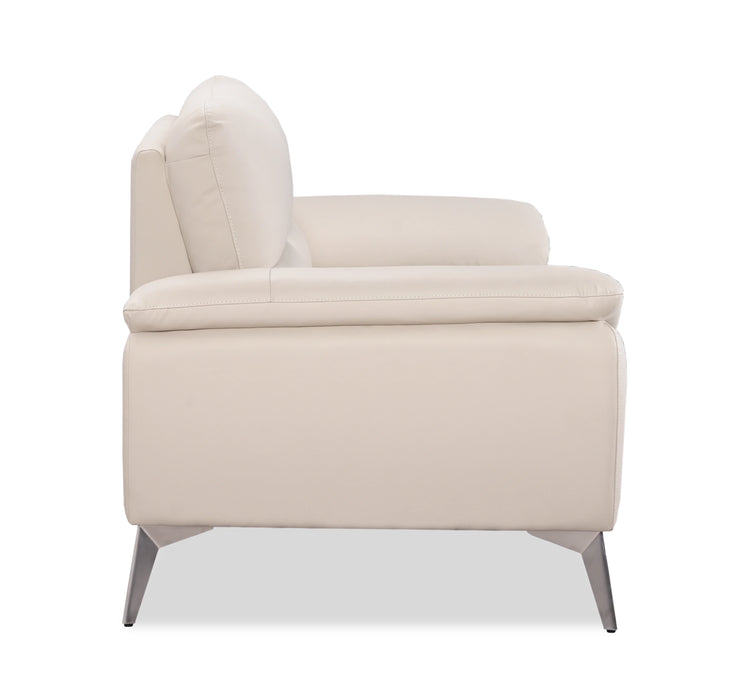 Mystic 65.7” Contemporary Genuine Leather Loveseat - Frost