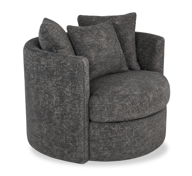 Made in Canada Sofa Lab Customizable Nest 42\" Fabric Swivel Accent Chair – Plush Charcoal