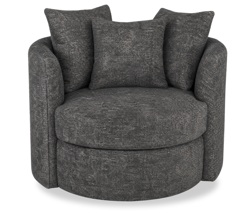 Made in Canada Sofa Lab Customizable Nest 42\" Fabric Swivel Accent Chair – Plush Charcoal
