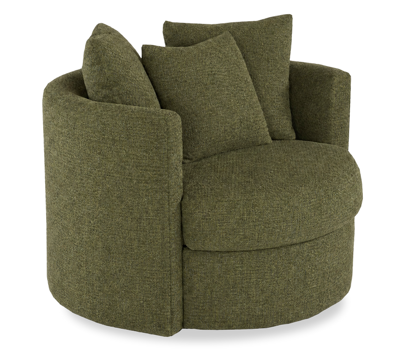 Made in Canada Sofa Lab Customizable Nest 42\" Fabric Swivel Accent Chair – Chenille Moss