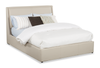 Nico Upholstered Storage Platform Bed in Vegan Leather Taupe Fabric, Hyrdraulic Lift  - Queen Size