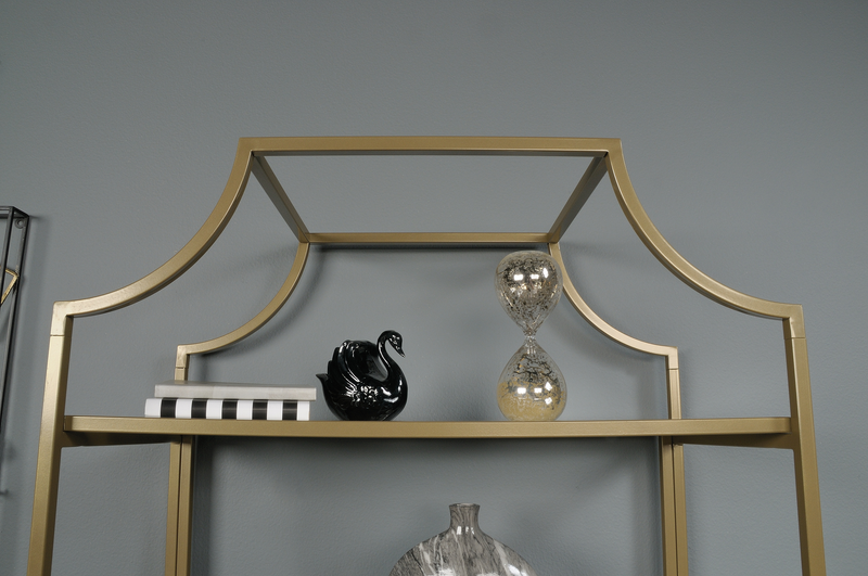 Nightingale 30” 5-Shelf Metal Bookcase – Gold Satin