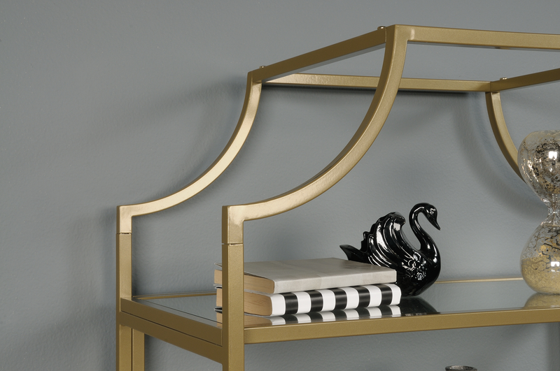 Nightingale 30” 5-Shelf Metal Bookcase – Gold Satin