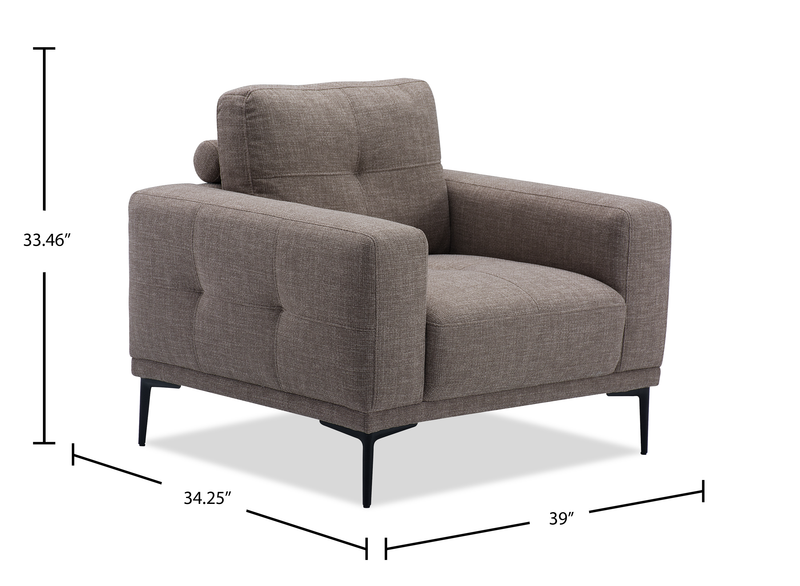 Nola 39” Fabric Chair with Removable Back Cushion – Mocha 