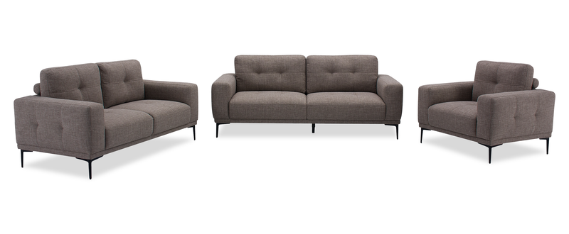 Nola 63.3” Fabric Loveseat with Removable Back Cushions – Mocha
