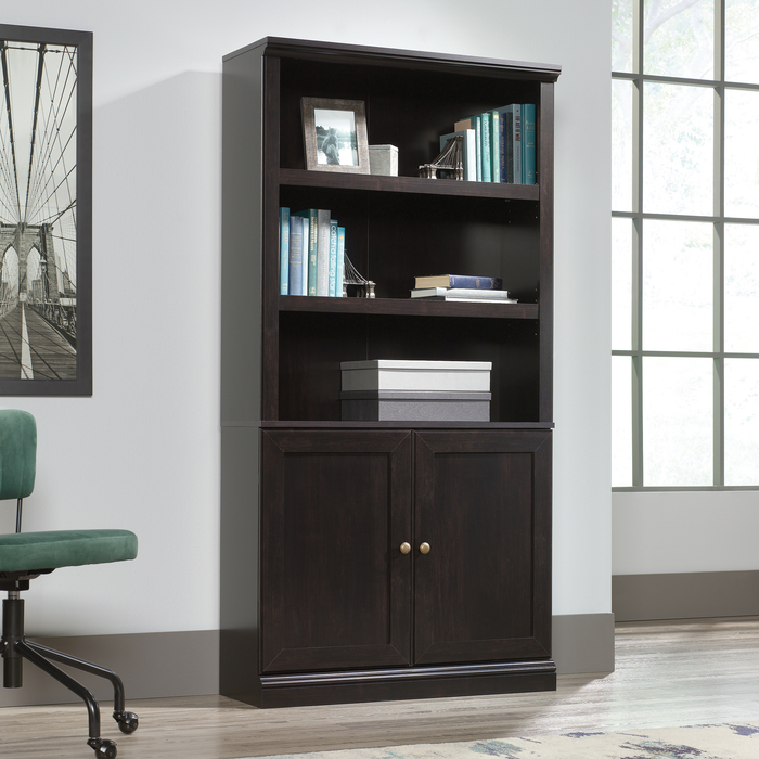 Oryn 35.28” 5-Shelf Bookcase with Storage – Estate Black