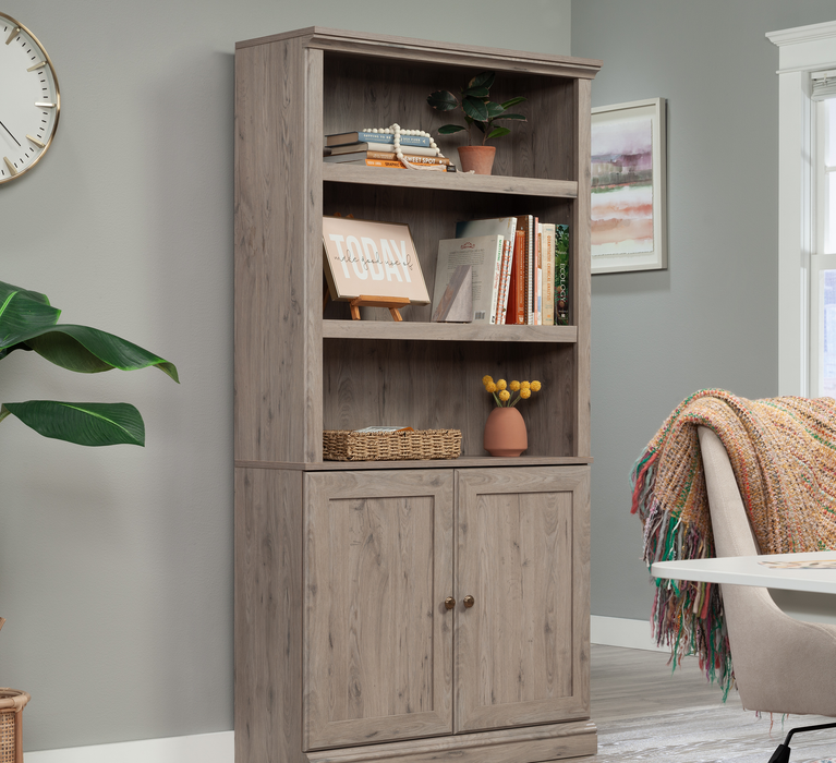 Oryn 35.28” 5-Shelf Bookcase with Storage – Laurel Oak
