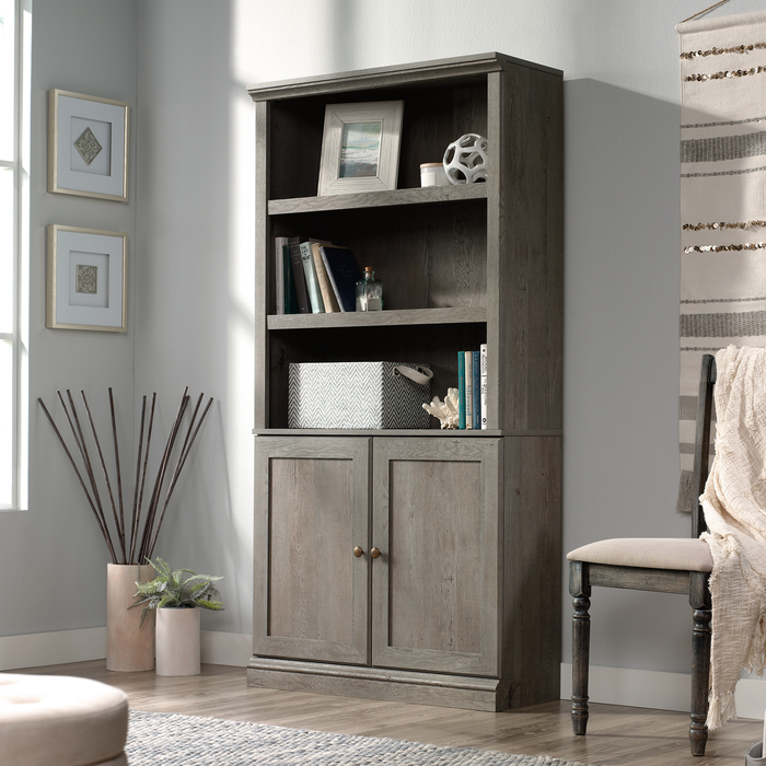 Oryn 35.28” 5-Shelf Bookcase with Storage – Mystic Oak