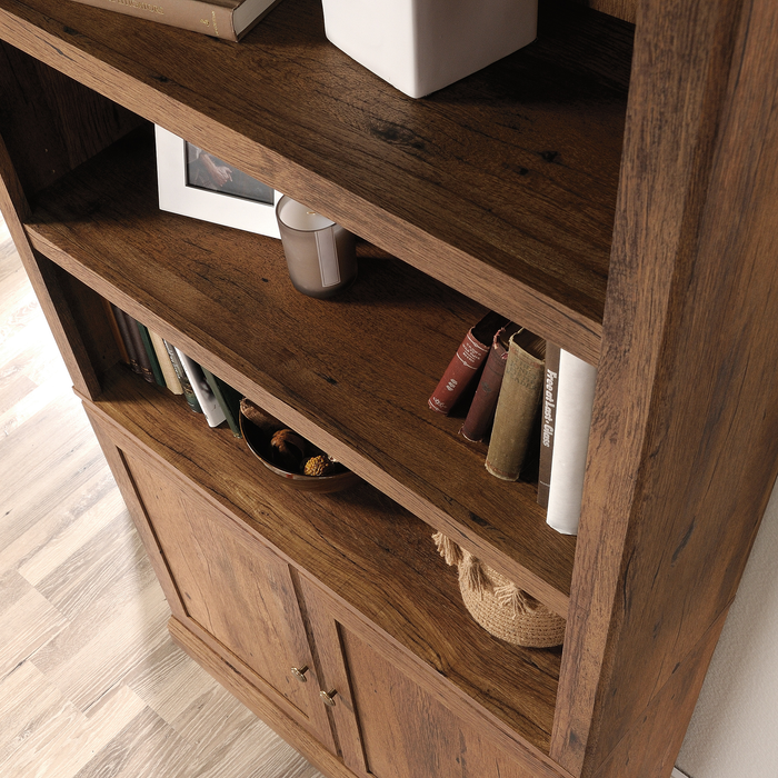 Oryn 35.28” 5-Shelf Bookcase with Storage – Vintage Oak