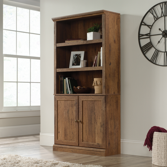 Oryn 35.28” 5-Shelf Bookcase with Storage – Vintage Oak
