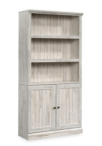 Oryn 35.28” 5-Shelf Bookcase with Storage – White Plank 