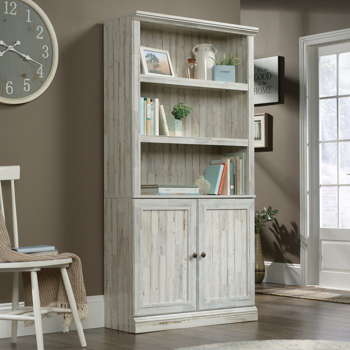 Oryn 35.28” 5-Shelf Bookcase with Storage – White Plank