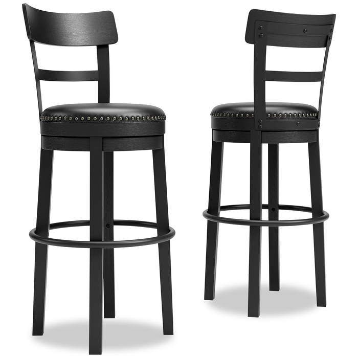 Otis Bar Height Stool with Swivel Seat & Vegan Leather Fabric, 30.5\"H, Metal – Black