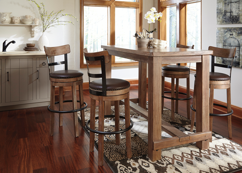 Otis Bar Height Stool with Swivel Seat & Vegan Leather Fabric, 30.5\"H, Metal – Brown