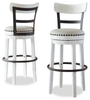 Otis Bar Height Stool with Swivel Seat & Vegan Leather Fabric, 30.5"H, Metal – White | Tabouret bar Otis de 30,5 po (H) en tissu de cuir végétalien et en métal avec siège pivotant - blanc