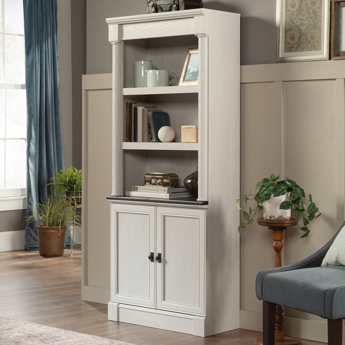 Palladia 29.37” Traditional Bookcase with Storage Cabinet – Glacier Oak