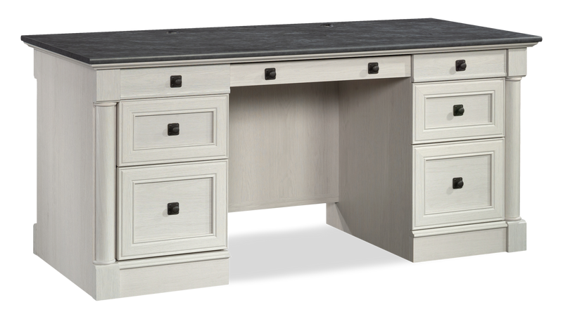 Palladia 65.12\" Executive Desk with 7 Drawers – Glacier Oak