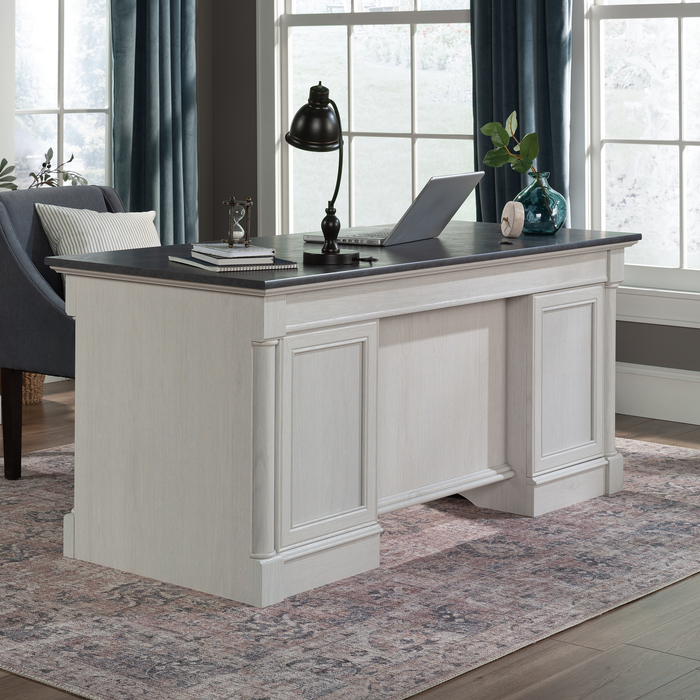 Palladia 65.12\" Executive Desk with 7 Drawers – Glacier Oak