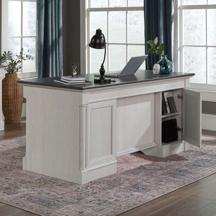 Palladia 65.12\" Executive Desk with 7 Drawers – Glacier Oak