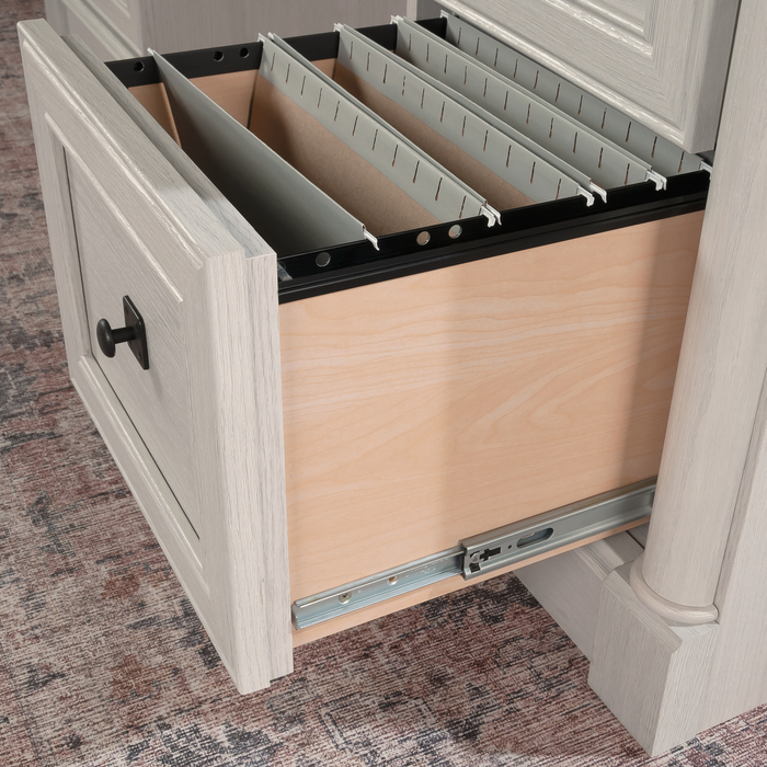 Palladia 65.12\" Executive Desk with 7 Drawers – Glacier Oak