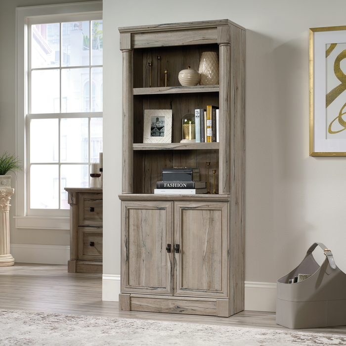 Palladia 29.37” Traditional Bookcase with Storage Cabinet – Split Oak