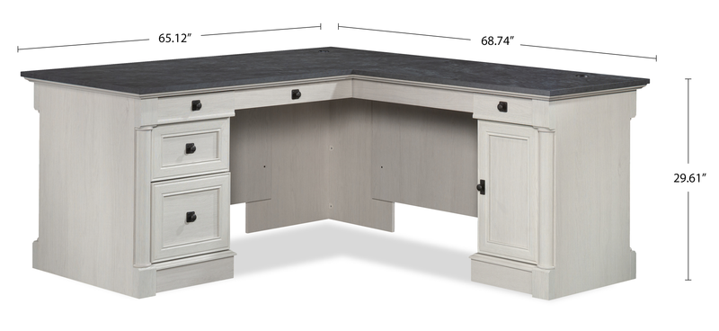 Palladia 65.12\" L-Shaped Desk with 3 Drawers – Glacier Oak