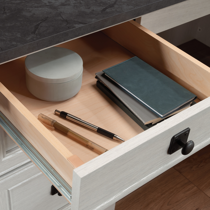 Palladia 65.12\" L-Shaped Desk with 3 Drawers – Glacier Oak